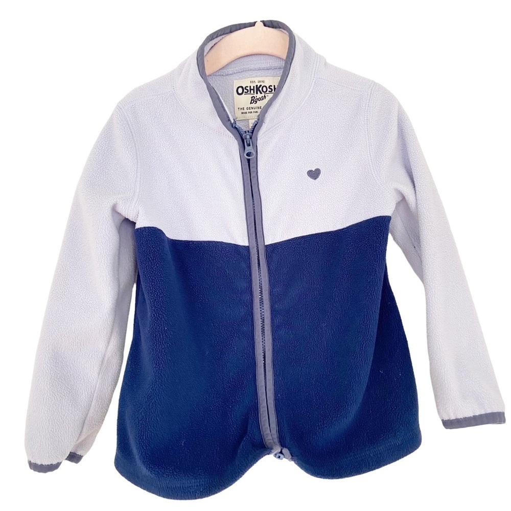 OshKosh B'gosh Kid Toddler Girl's Full Zip Fleece Jacket  Blue Purple Heart 3T